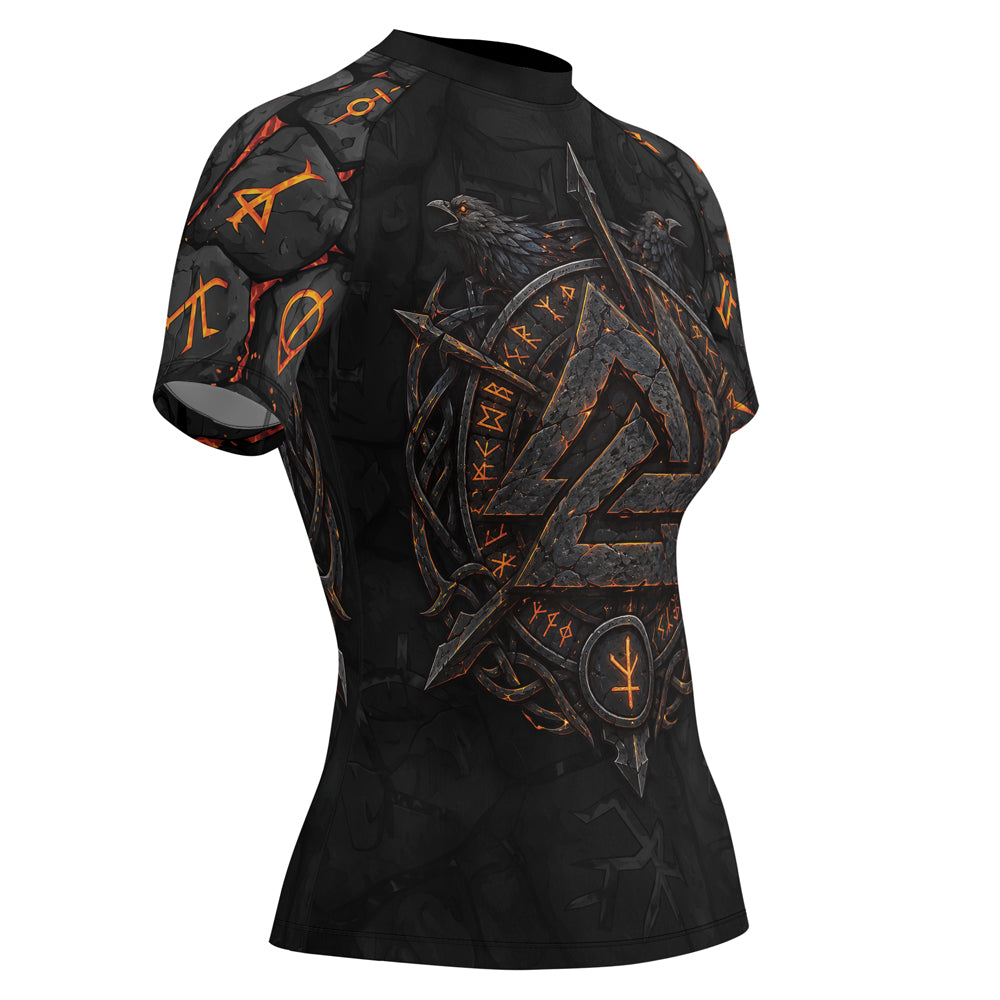 Rashninja Viking Raven Vegvisir Women's Short Sleeve Rash Guard