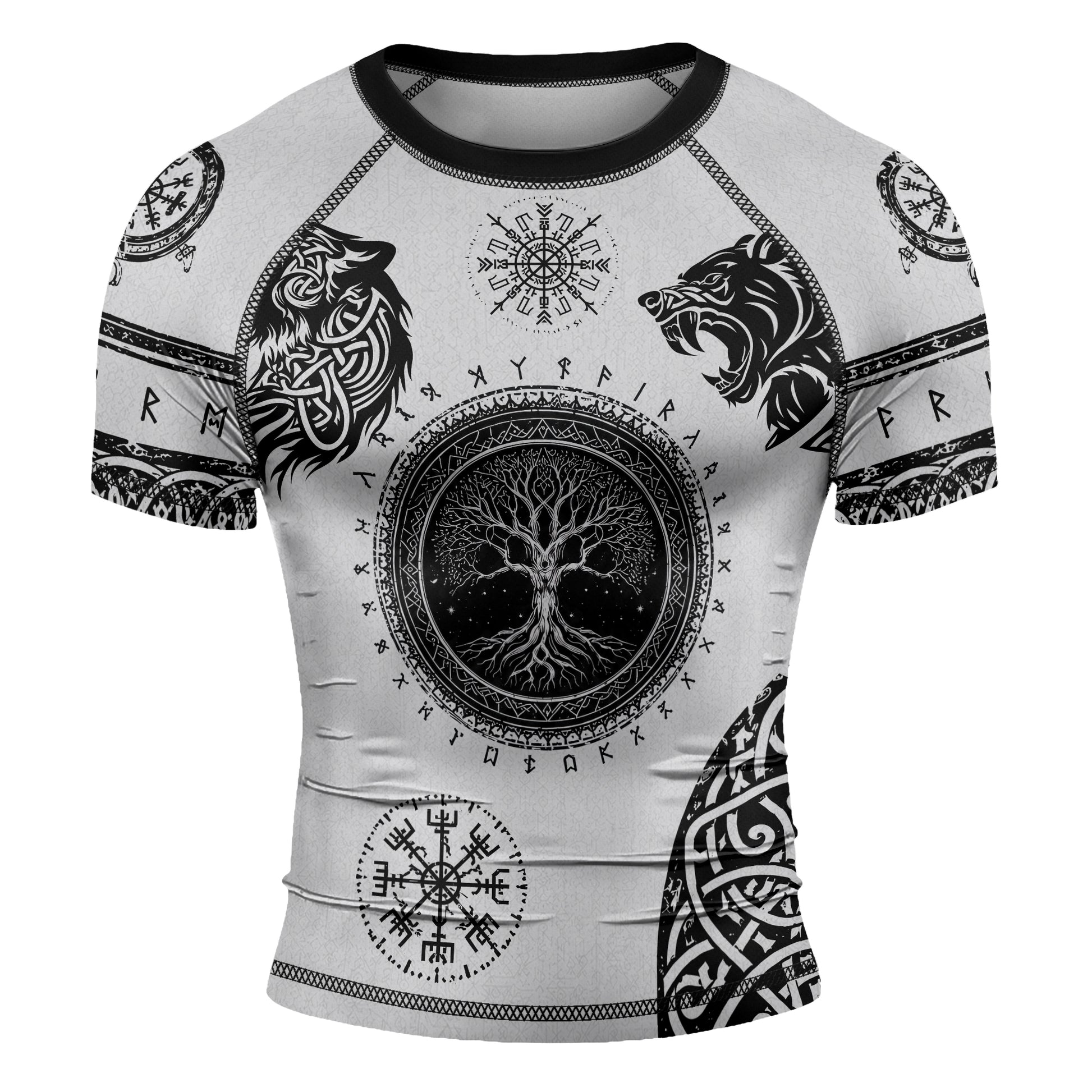 Rashninja Yggdrasil Bear Viking Men's Short Sleeve Rash Guard