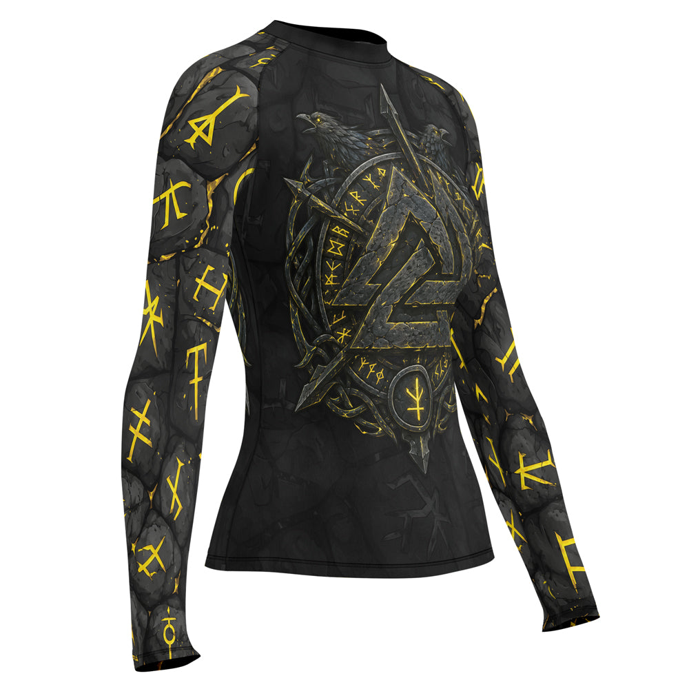 Rashninja Viking Raven Vegvisir Women's Long Sleeve Rash Guard