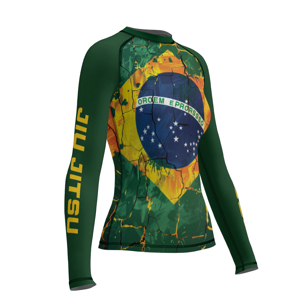 Rashninja Patriot Brazil Flag Women's Long Sleeve Rash Guard