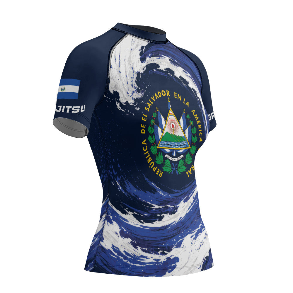 Rashninja Patriot El Salvador Flag Women's Short Sleeve Rash Guard