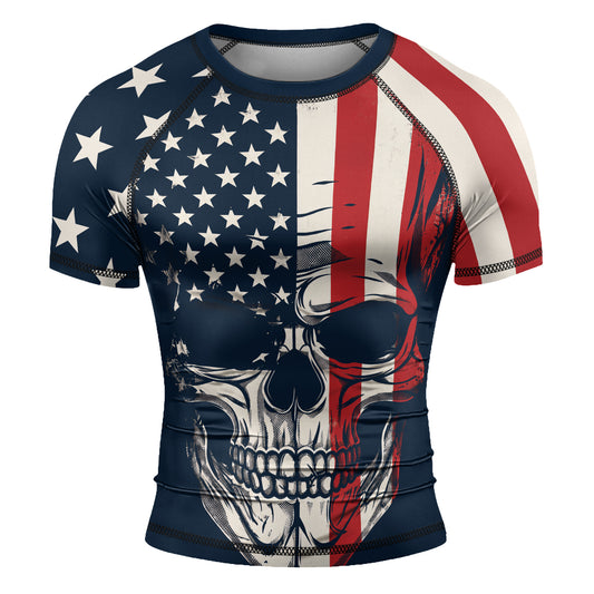 Rashninja USA Fighter Skull Men's Short Sleeve Rash Guard