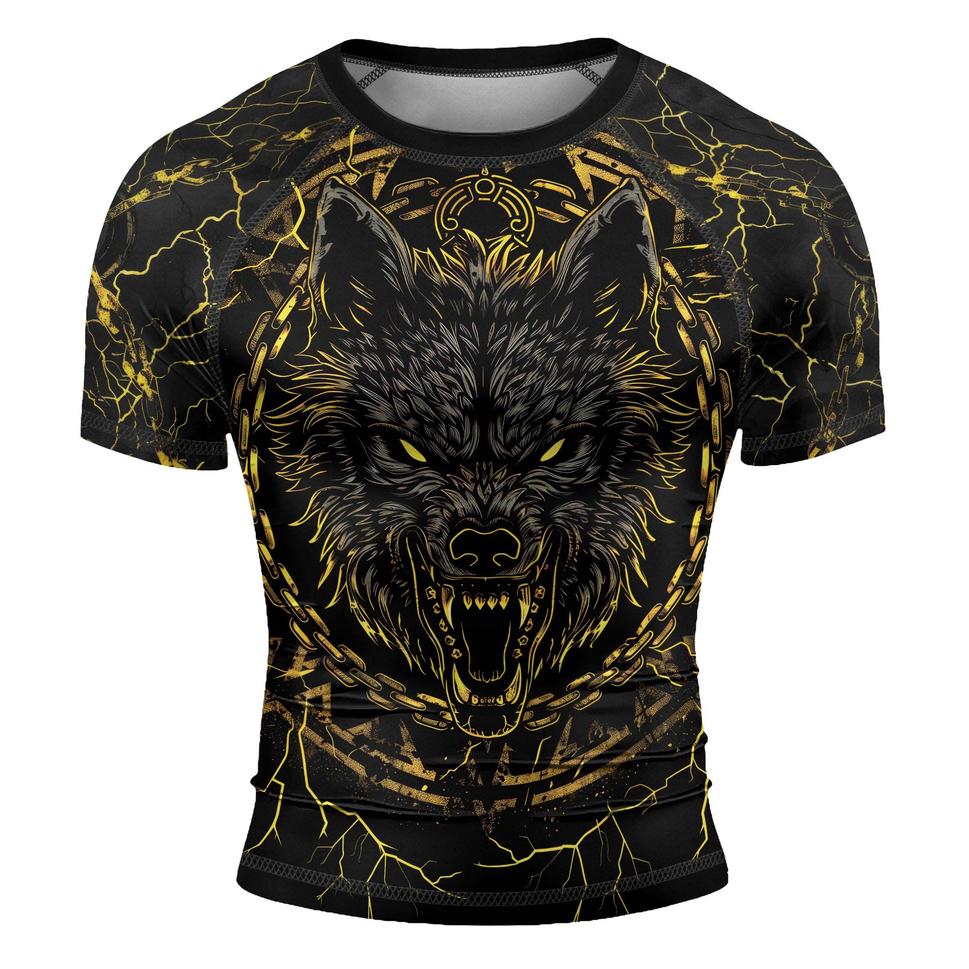 Rashninja Viking Fenrir Wol Men's Short Sleeve Rash Guard