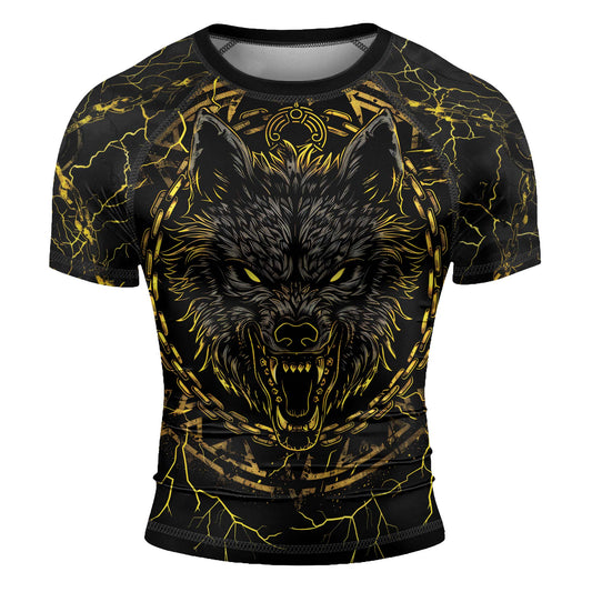 Rashninja Viking Fenrir Wol Men's Short Sleeve Rash Guard