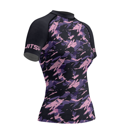 Rashninja Purple Camouflage Women's Short Sleeve Rash Guard