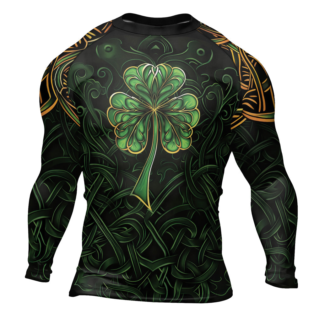 Rashninja Irish Celtic Clover Men's Long Sleeve Rash Guard – St. Patrick's Day Edition
