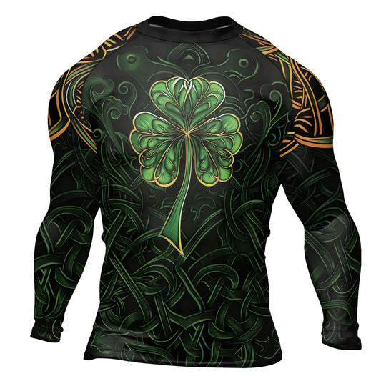 Rashninja Irish Celtic Clover Men's Long Sleeve Rash Guard – St. Patrick's Day Edition