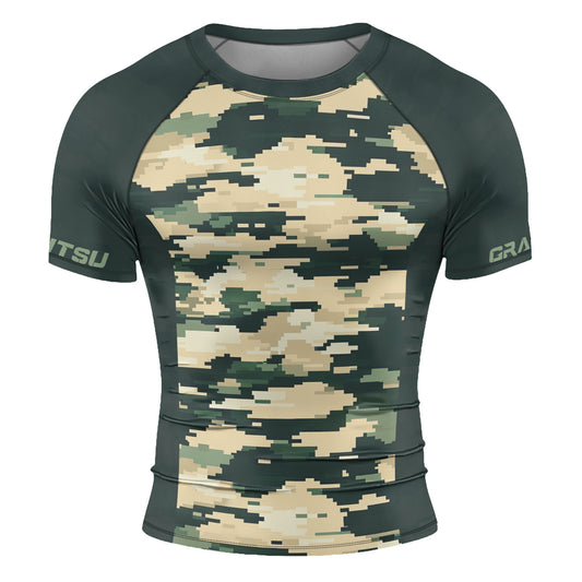 Rashninja Digital Green Camouflage Men's Short Sleeve Rash Guard