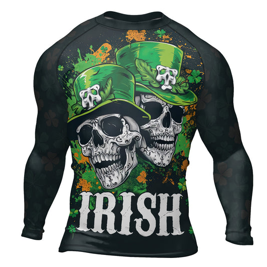 Rashninja Irish Leprechaun Skull Men's Long Sleeve Rash Guard