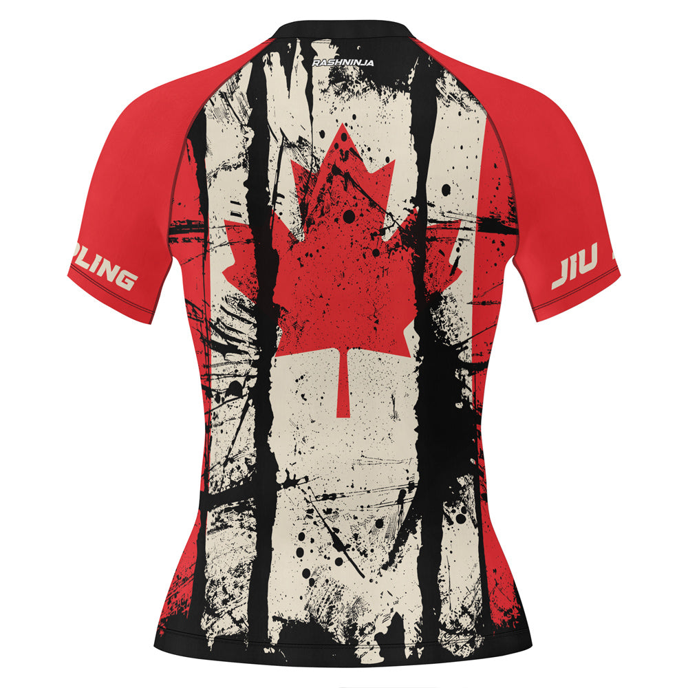 Rashninja Patriot Canada Flag Women's Short Sleeve Rash Guard