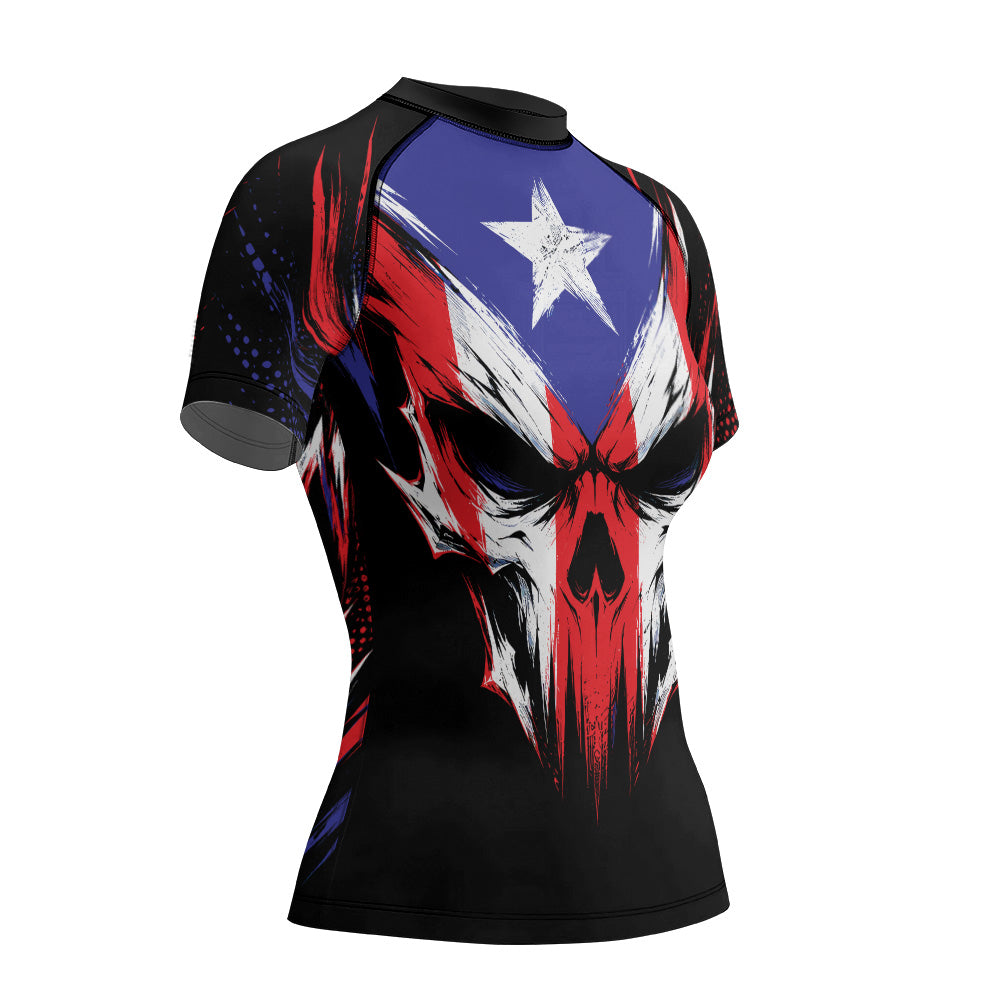 Rashninja Patriot Puerto Rico Flag Women's Short Sleeve Rash Guard