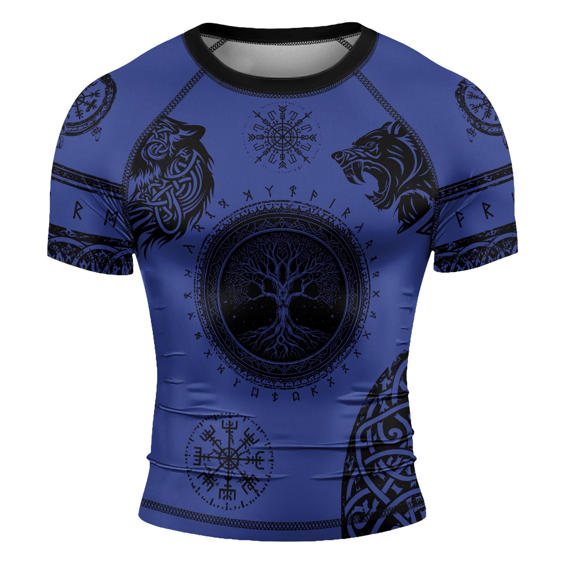 Rashninja Yggdrasil Bear Viking Men's Short Sleeve Rash Guard