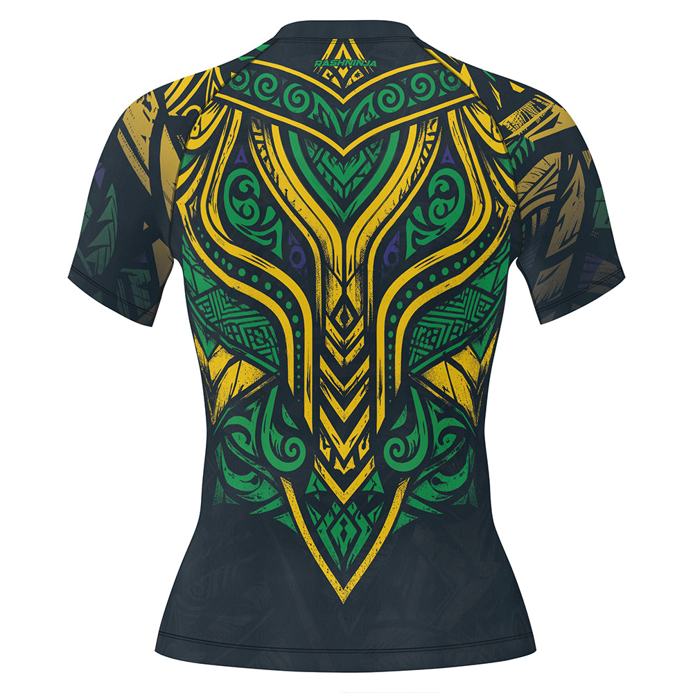 Rashninja Patriot Brazil Flag Women's Short Sleeve Rash Guard