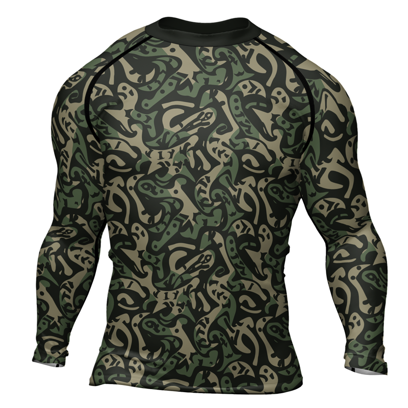 Rashninja Military Abstract Camouflage Men's Long Sleeve Rash Guard