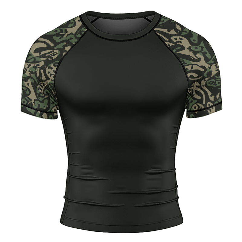 Rashninja Military Abstract Camouflage Men's Short Sleeve Rash Guard