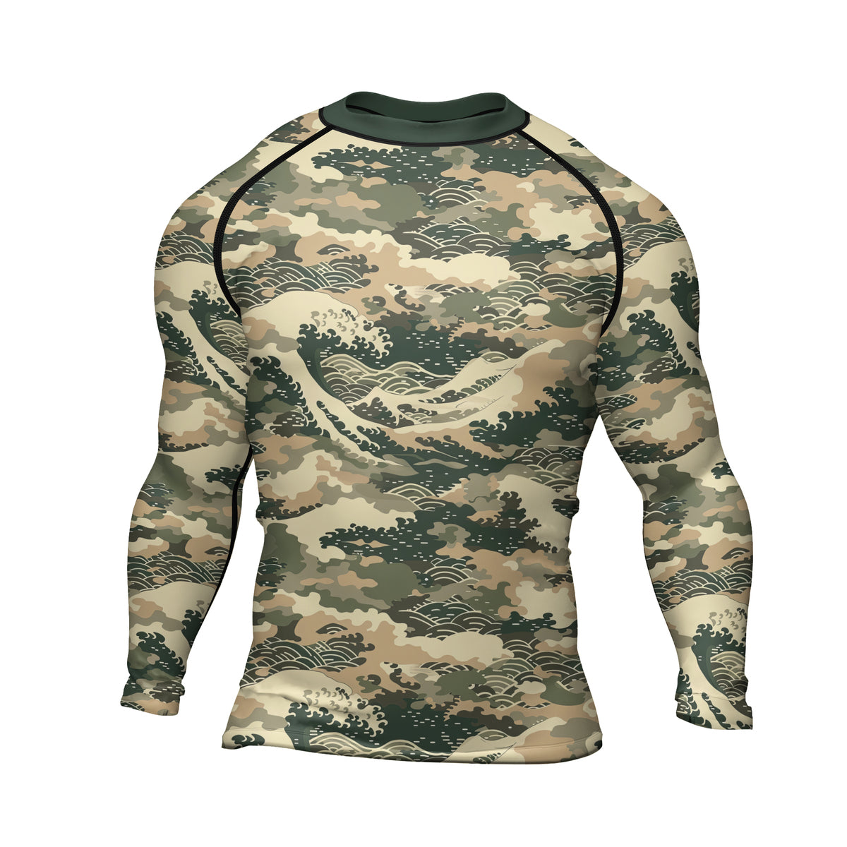 Rashninja Ocean Waves Camouflage Men's Long Sleeve Rash Guard