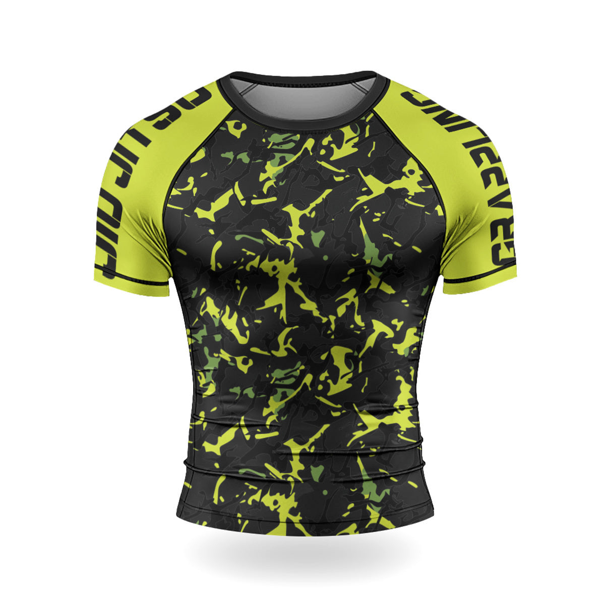 Rashninja Neon Green Camouflage Men's Short Sleeve Rash Guard