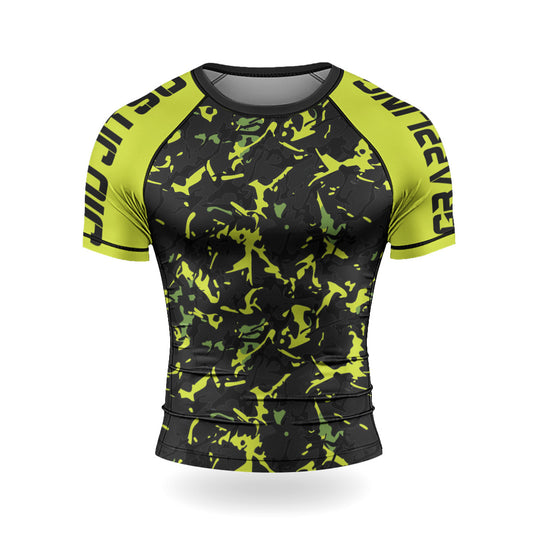 Rashninja Neon Green Camouflage Men's Short Sleeve Rash Guard