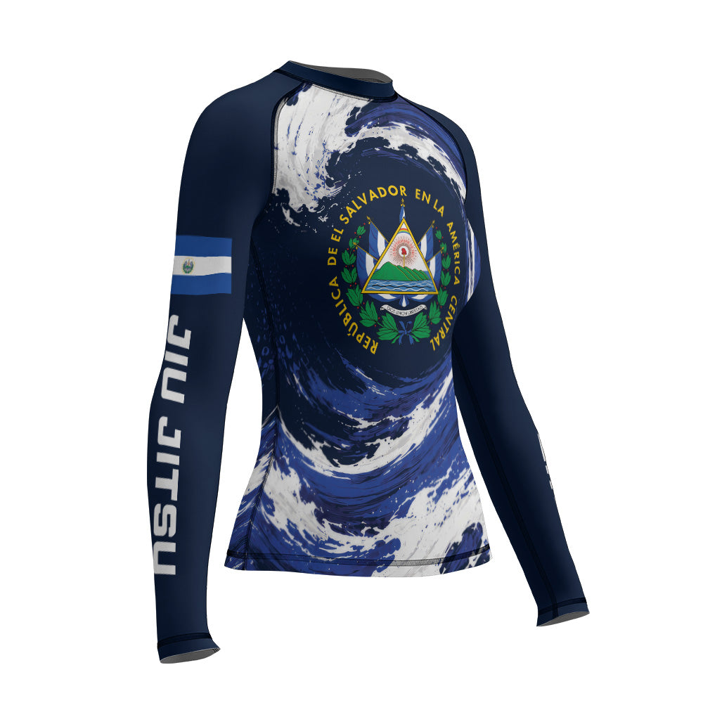 Rashninja Patriot El Salvador Flag Women's Long Sleeve Rash Guard