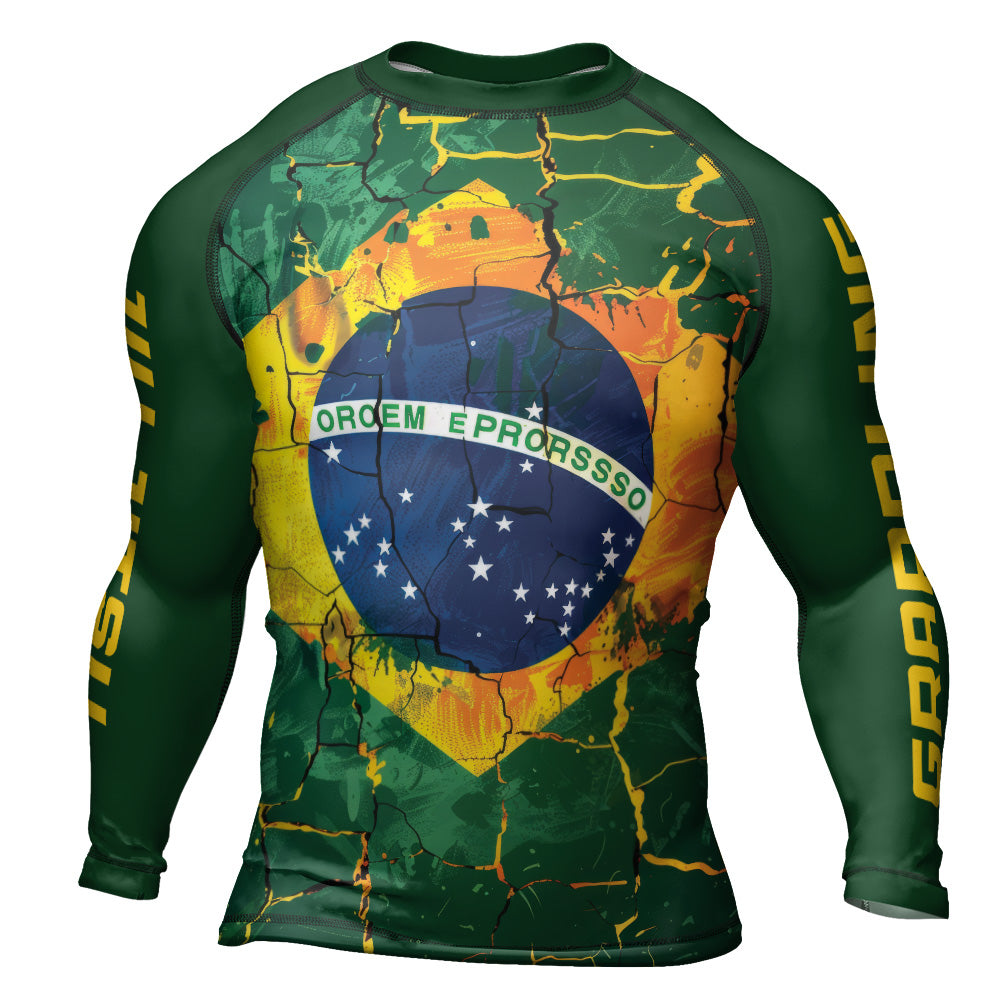 Rashninja Patriot Brazil Flag Men's Long Sleeve Rash Guard