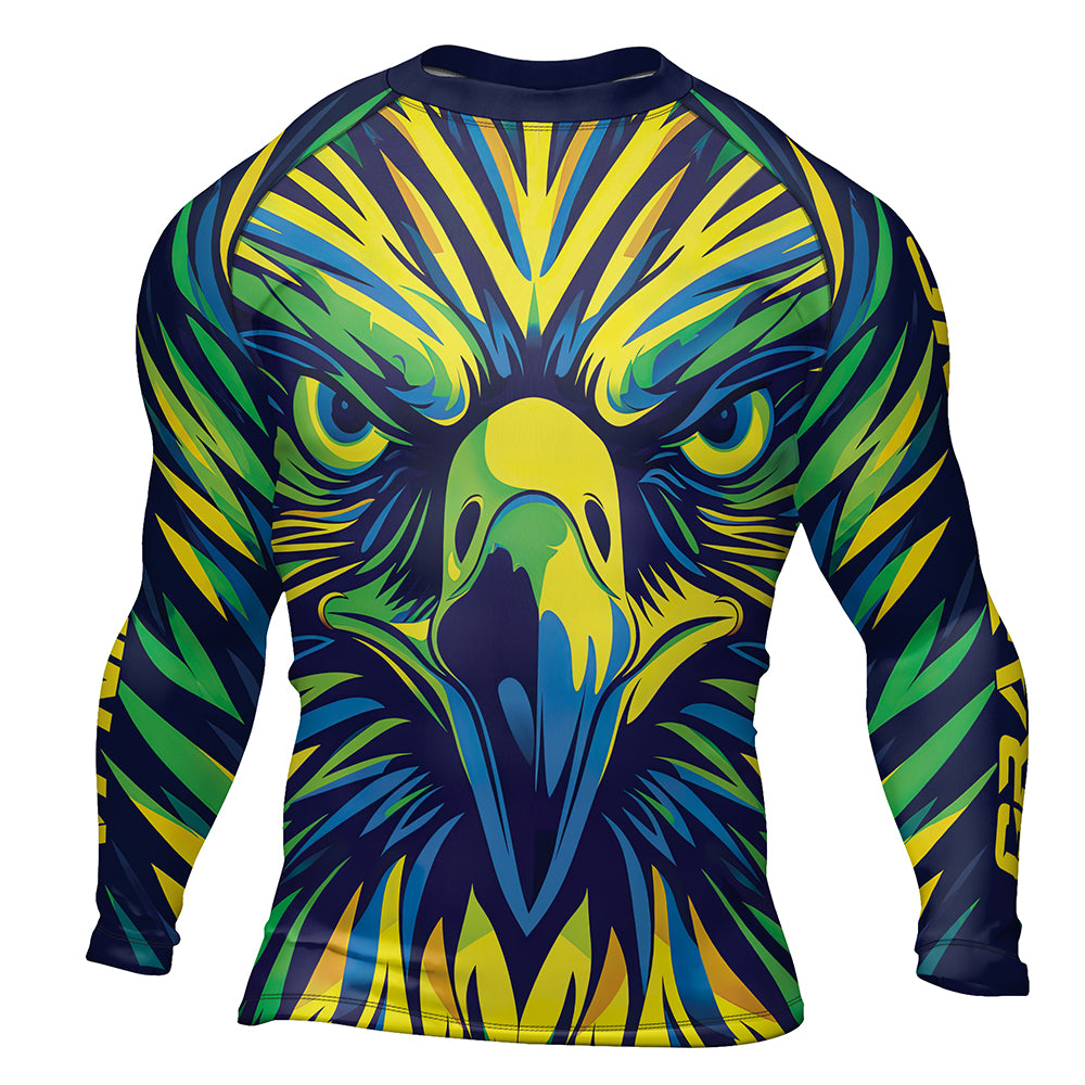 Rashninja Patriot Brazil Flag Men's Long Sleeve Rash Guard