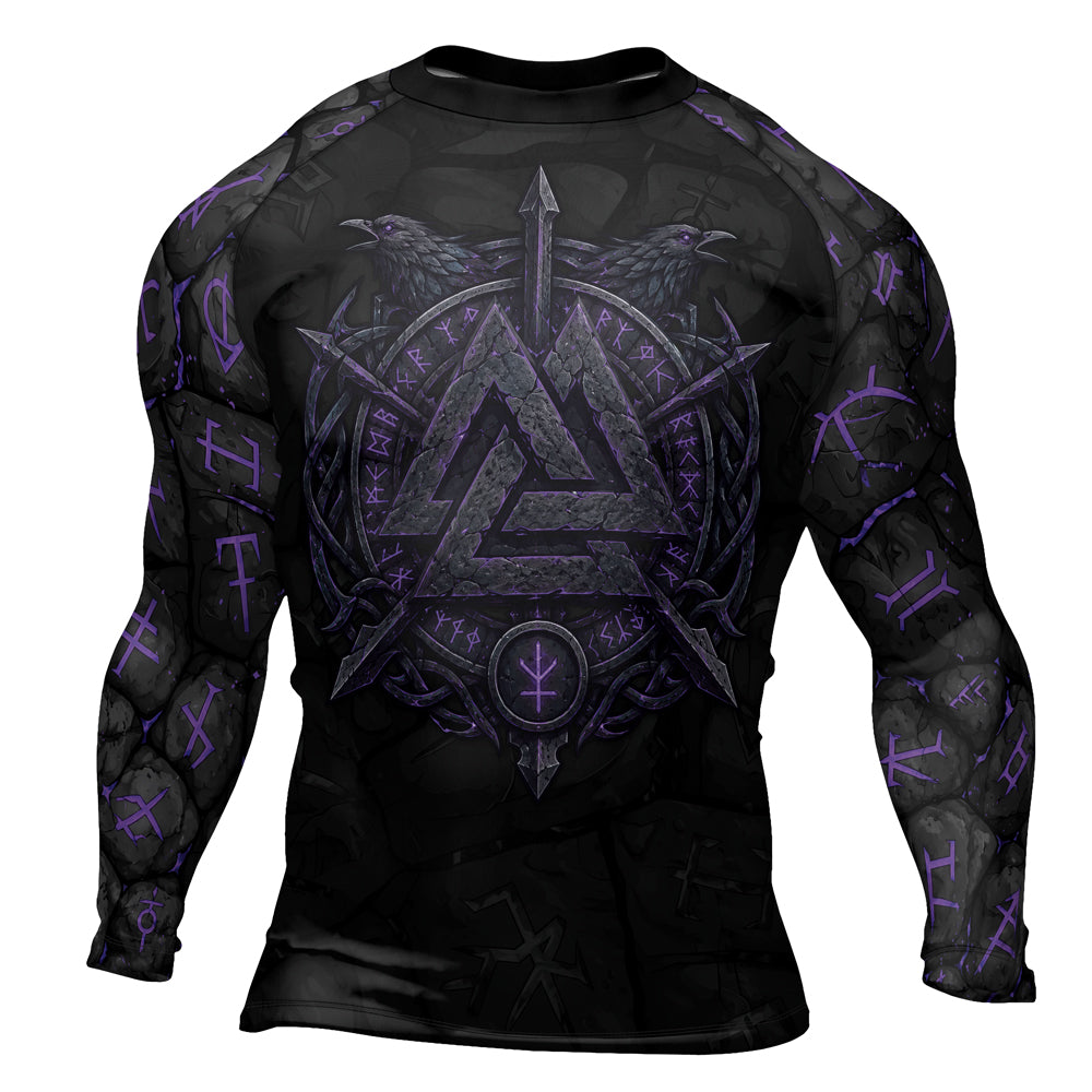 Rashninja Viking Raven Vegvisir Men's Long Sleeve Rash Guard