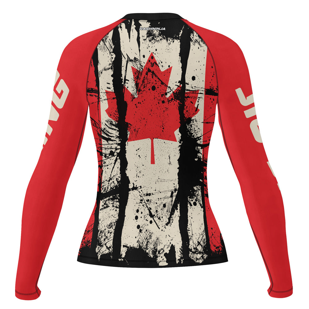 Rashninja Patriot Canada Flag Women's Long Sleeve Rash Guard