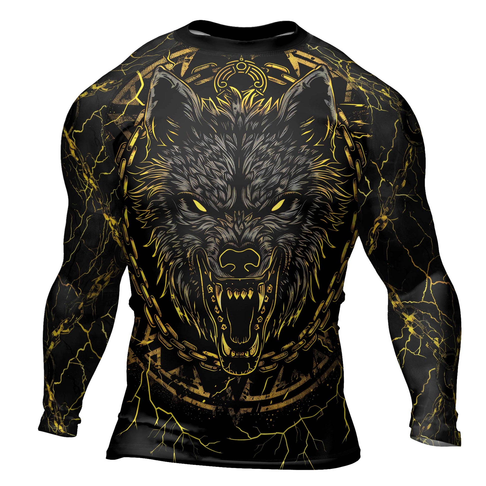 Rashninja Viking Fenrir Wol Men's Long Sleeve Rash Guard