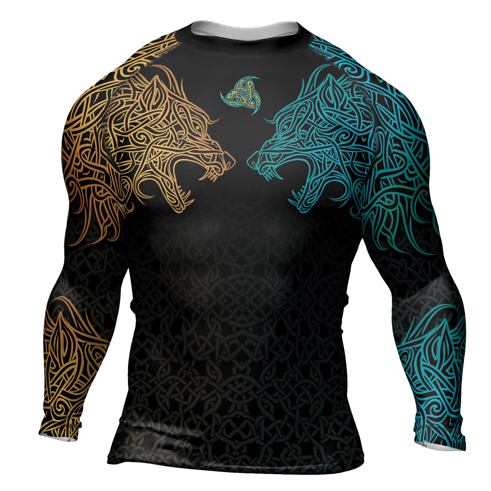 Rashninja Norse Viking Wolf Men's Long Sleeve Rash Guard