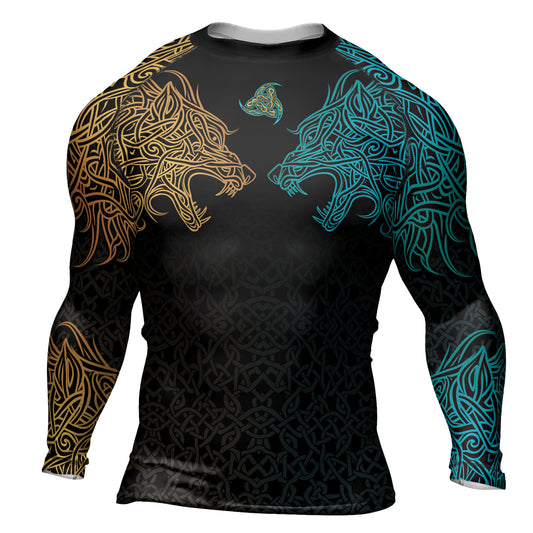 Rashninja Norse Viking Wolf Men's Long Sleeve Rash Guard