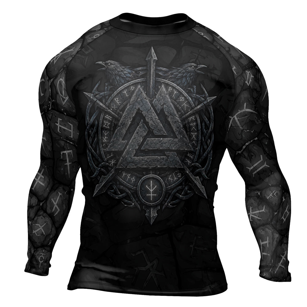 Rashninja Viking Raven Vegvisir Men's Long Sleeve Rash Guard