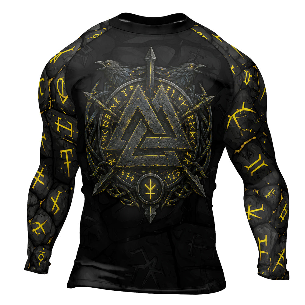 Rashninja Viking Raven Vegvisir Men's Long Sleeve Rash Guard