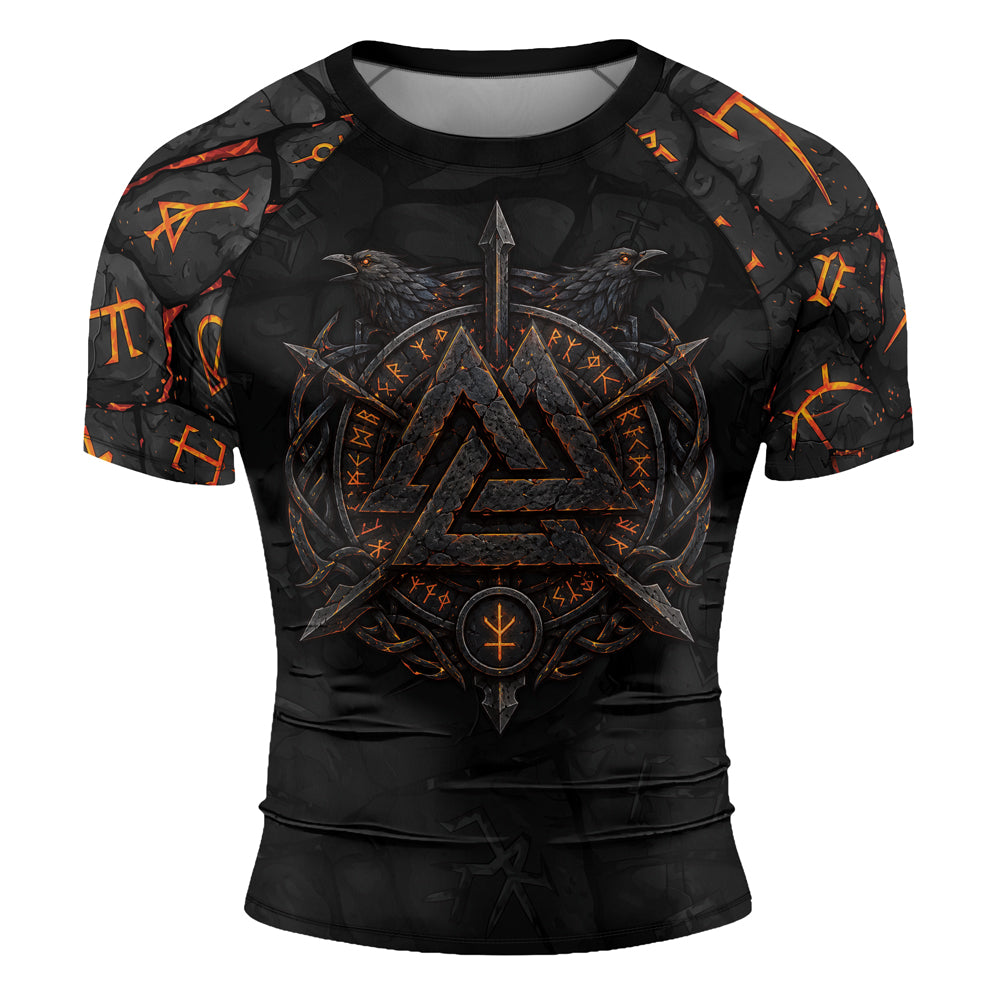 Rashninja Viking Raven Vegvisir Men's Short Sleeve Rash Guard
