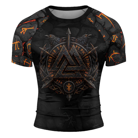 Rashninja Viking Raven Vegvisir Men's Short Sleeve Rash Guard