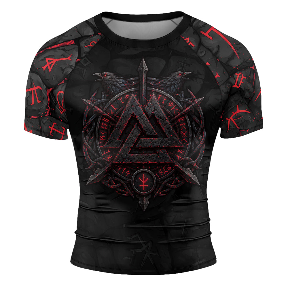 Rashninja Viking Raven Vegvisir Men's Short Sleeve Rash Guard