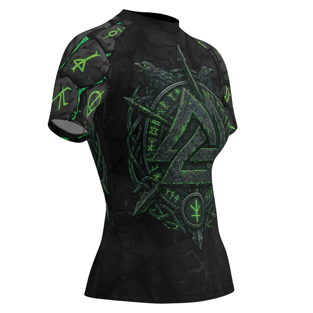 Rashninja Viking Raven Vegvisir Women's Short Sleeve Rash Guard