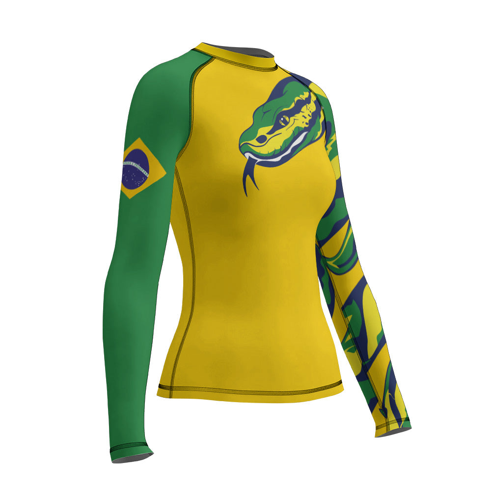Rashninja Patriot Brazil Flag Women's Long Sleeve Rash Guard