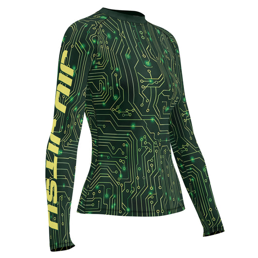 Rashninja Green Cyber Circuit Women's Long Sleeve Rash Guard