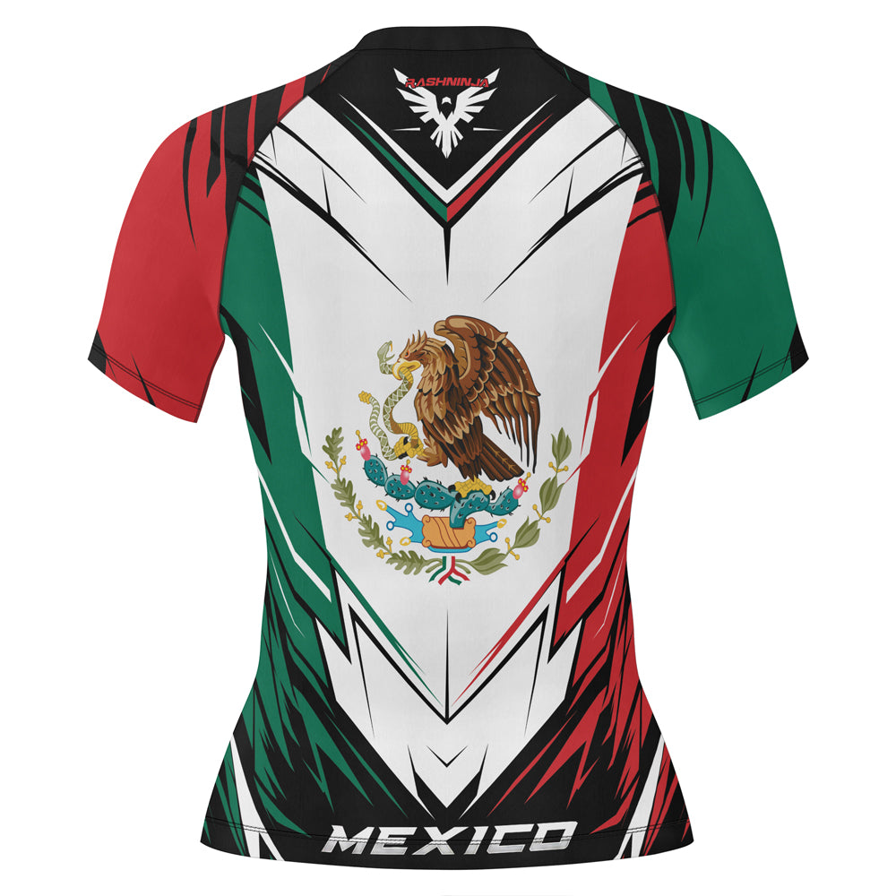 Rashninja Patriot Mexico Flag Women's Short Sleeve Rash Guard