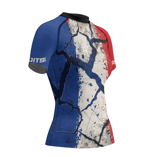 Rashninja Patriot France Flag Women's Short Sleeve Rash Guard