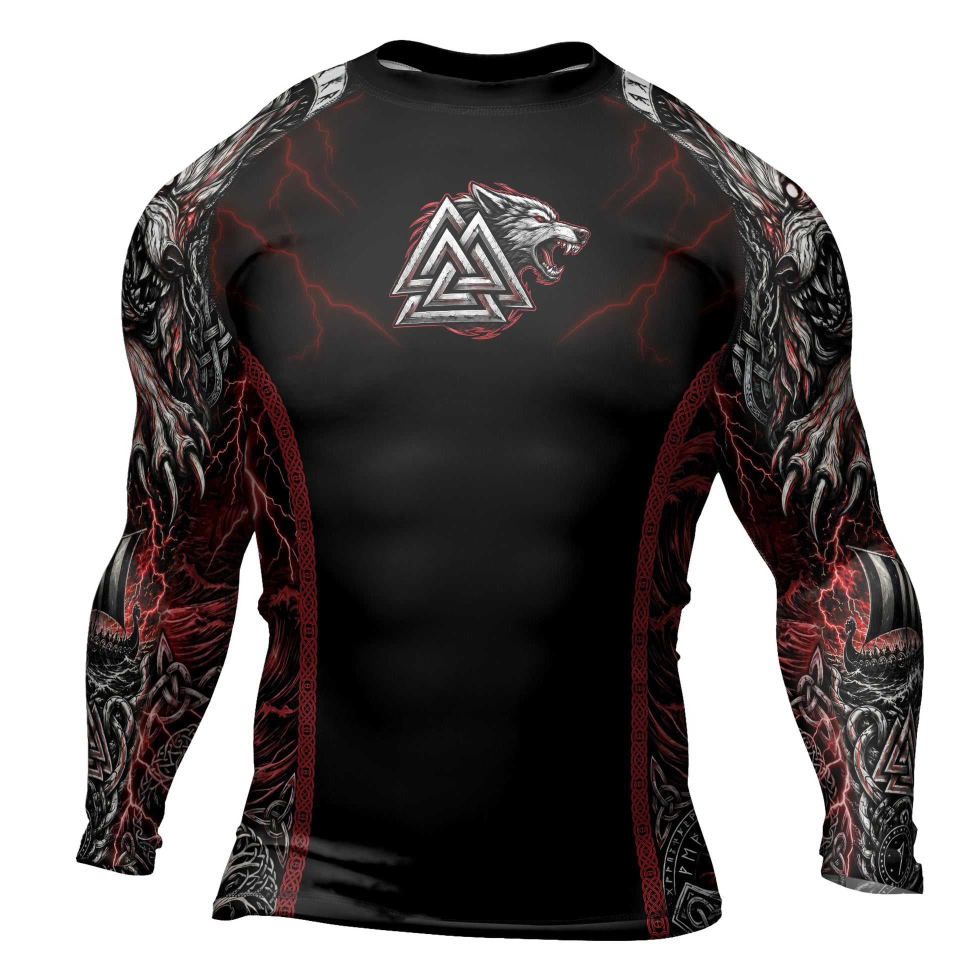 Rashninja Blood Fenrir Wolf Men's Long Sleeve Rash Guard