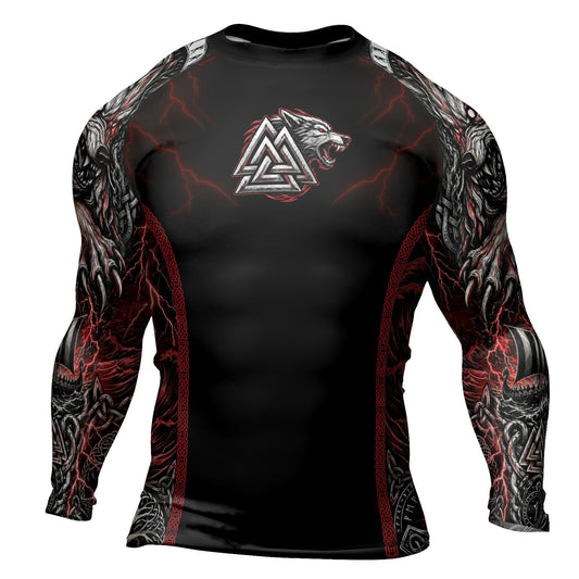 Rashninja Blood Fenrir Wolf Men's Long Sleeve Rash Guard