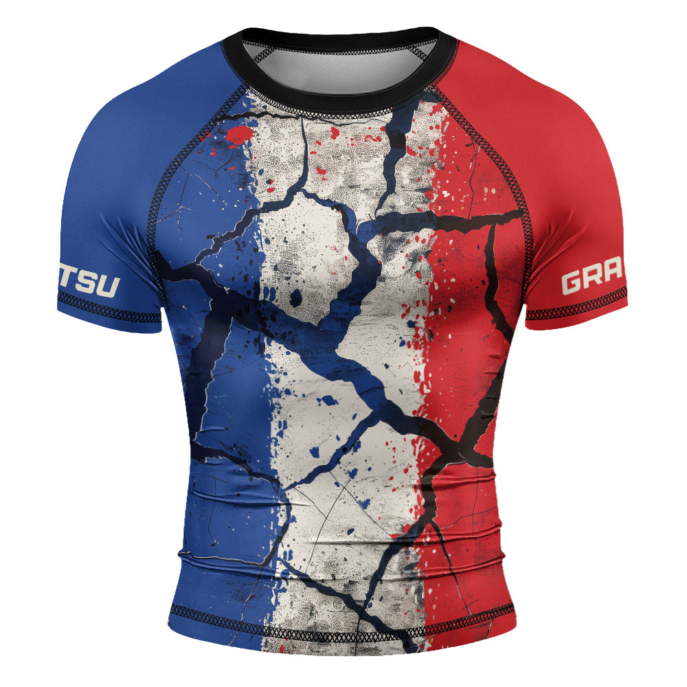 Rashninja Patriot France Flag Men's Short Sleeve Rash Guard