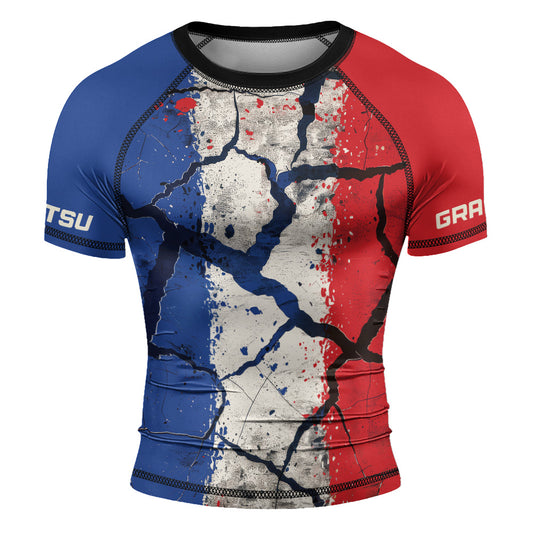 Rashninja Patriot France Flag Men's Short Sleeve Rash Guard