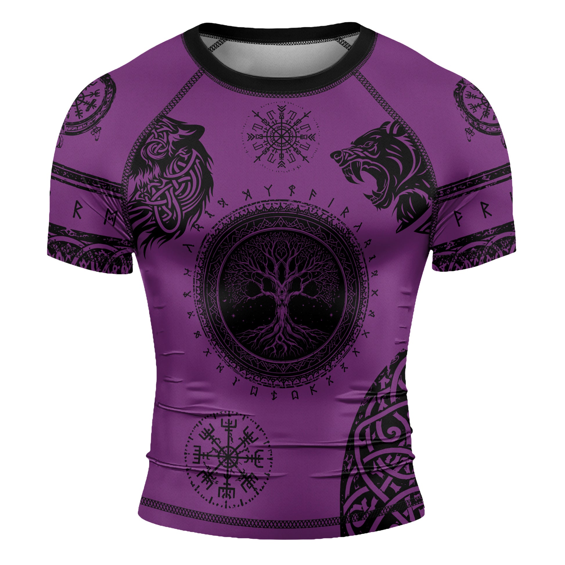 Rashninja Yggdrasil Bear Viking Men's Short Sleeve Rash Guard