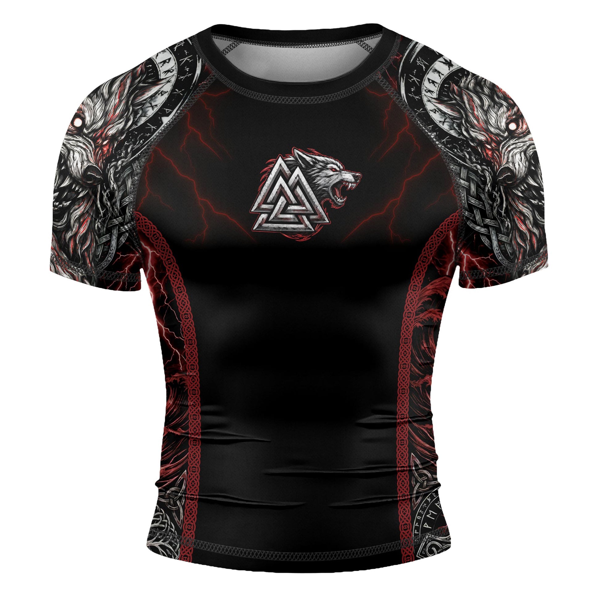 Rashninja Blood Fenrir Wolf Men's Short Sleeve Rash Guard