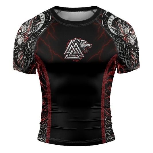 Rashninja Blood Fenrir Wolf Men's Short Sleeve Rash Guard