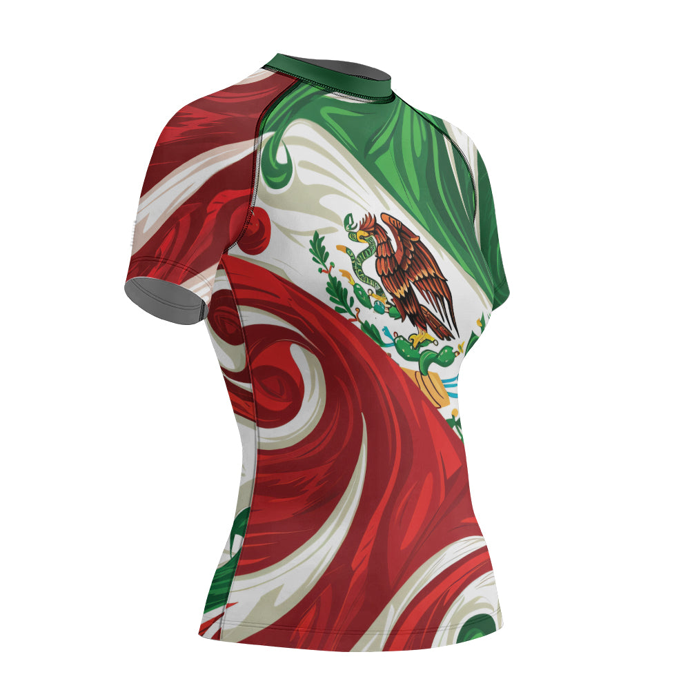 Rashninja Patriot Mexico Flag Women's Short Sleeve Rash Guard