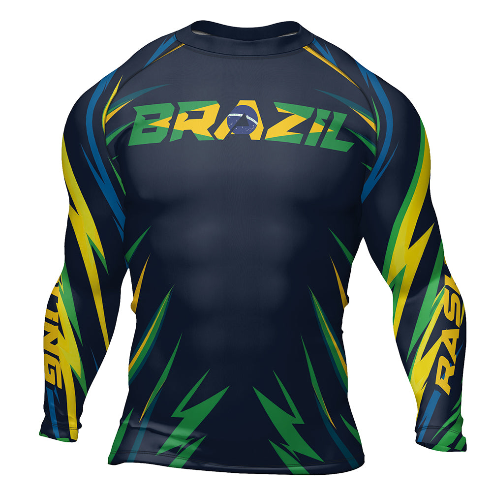 Rashninja Patriot Brazil Flag Men's Long Sleeve Rash Guard
