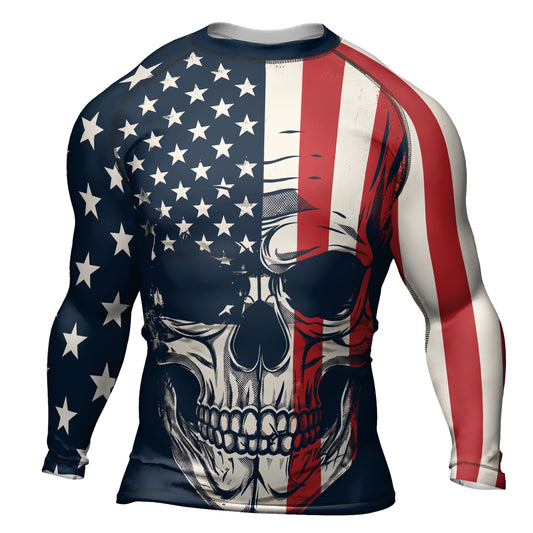 Rashninja USA Fighter Skull Men's Long Sleeve Rash Guard